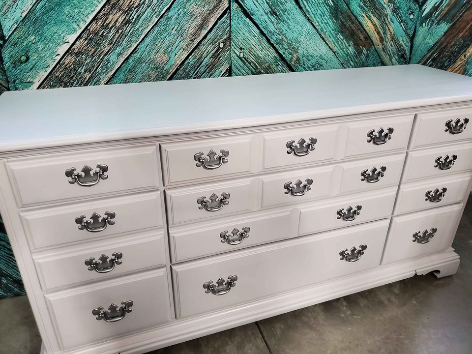 Dresser White With Silver Hardware - London Furnishings